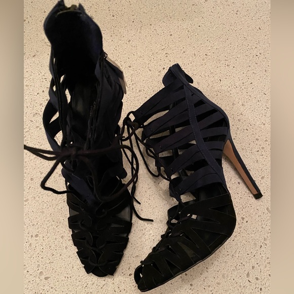 Zara Basic Lace Up Heels - Picture 1 of 7